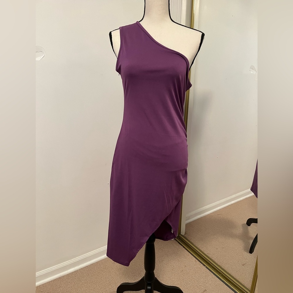 Purple One Shoulder Bodycon Dress